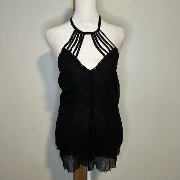 Pins & Needles UO black semi-sheer backless tank top size M - Picture 2 of 12